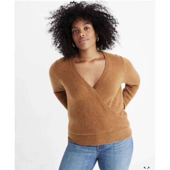 Madewell Wrap Front Harvest Wool Alpaca Coziest Yarn Pullover Sweater Size XS - Picture 1 of 11